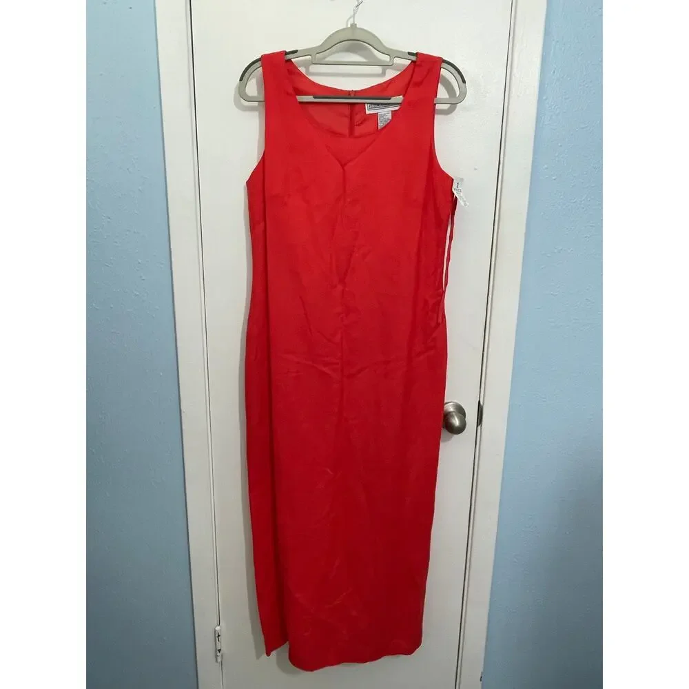 Vintage Jessica Howard 2 Piece Dress Set Size 10 Orange Linen Blend Summer NWT